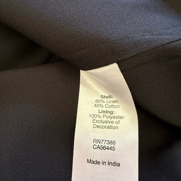 J. Crew Black Linen Blend Sleeveless Mini Dress with White Embroidery in XL - Picture 6 of 9